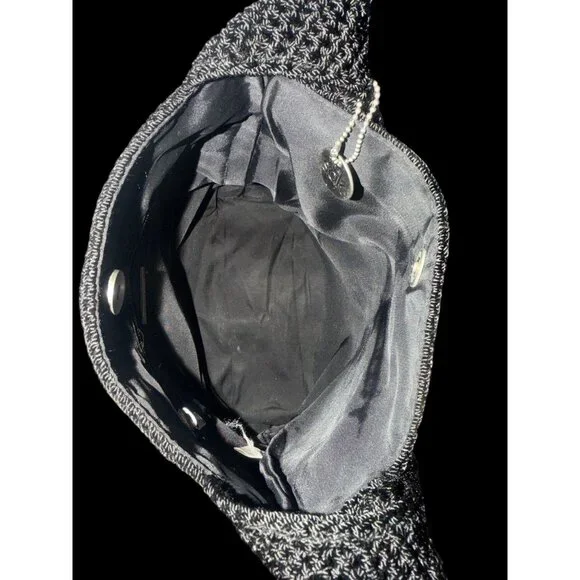 The Sak Hobo Shoulder Bag Black Red Beige Crocheted Crossbody Boho Grannycore - Picture 6 of 7